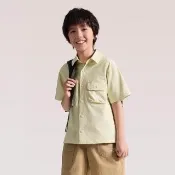 【The North Face】北面兒童米色UPF50防曬短袖襯衫｜8G3DDOM 排汗衫
