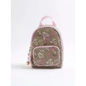♡Gracieux♡River Island 棕色 塗鴉字母圖案 背包 後背包 雙肩包