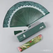✨可開發票#古風折扇子女中國風古典漢服小扇蕾絲女式隨身便攜折疊扇舞蹈扇子#免運