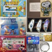 奶油獅 米奇 維尼 文具組禮盒 鉛筆盒 尺 橡皮擦、新樓醫院書籤、非釘書針、卡圈活頁圈圈夾鑰匙圈、星巴克史努比布章