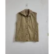 古著Vintage 日本製 深卡其色舖棉背心 工裝 二手〔Anna的百寶箱〕