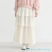 earth music&ecology 後腰鬆緊素面層疊剪裁長裙(1L43L0L0300)