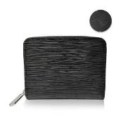 【Louis Vuitton 路易威登】M60152 經典EPI水波紋壓紋皮革拉鍊錢包短夾(黑色)