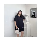 (店+)【Want-Meow】婚禮渡假超推薦！75公斤可穿台灣出貨珍珠扣棉麻洋裝棉花糖女孩中大尺碼洋裝Want Meow招財貓旺鋪
