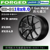 【車麗屋汽車百貨】鋁圈POINTS 5108-18吋8J ET38 3D-01黑(鍛造)