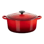 及時雨 生活好物選品 Le Creuset 雙耳圓形鑄鐵鍋 含電木頭鍋蓋 26公分 櫻桃紅