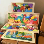兒童益智動物玩具 恐龍立體拼圖 木製拼板 寶寶智力開發玩具 俄羅斯方玩具