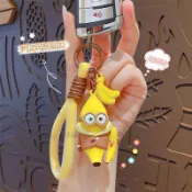 🔥熱門新品🔥小小兵周邊 Bob Kevin Stuart 神偷奶爸電影周邊 Banana 小黃人冬裝鑰匙扣掛件精緻可