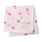 ELLE PARIS 粉紅浪漫蔓藤玫瑰字母LOGO圖騰帕巾(粉紅系/45CM)