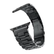 【百寶屋】Apple Watch 42mm 不鏽鋼三珠蝶扣錶帶-附拆錶器(黑)
