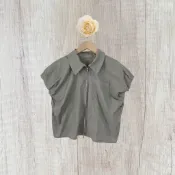 *♡*正韓/灰綠色/包袖.拉鏈造型上衣/適M/近新/二手衣《Anna的百寶箱》