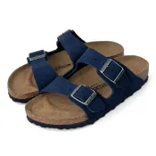 【BIRKENSTOCK 勃肯】Arizona Suede 窄版雙帶麂皮拖鞋 男 深藍色 真皮勃肯亞利桑那休閒涼鞋1030895