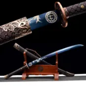 [龍泉劍莊]刀劍彈簧鋼鍛打手工一體錦衣衛繡春刀黑金古刀斬馬刀未開刃(可開發票）