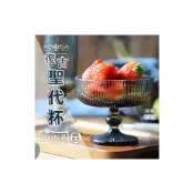 (店+)復古高腳聖代杯 布丁杯 甜點杯水果杯 聖代 冰淇淋杯 水晶玻璃杯復古琥珀浮雕高腳杯沙拉水果甜品杯酸奶冰激