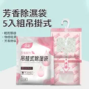 Kyhome 5入組 吊掛式芳香除濕袋 衣櫃大容量除濕包 紫羅蘭香 除溼袋 乾燥劑 去霉味 雨天