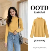 (店+)內搭衣丨打底衫保暖高領內搭長袖丨發熱衣女裝衣服丨顯瘦上衣丨冬裝素T針織上衣丨百搭立領半高領黑色白色t恤女生
