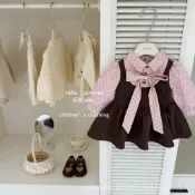 粉色波點 襯衫 洋裝 baby 焦糖瑪奇朵 原創 女童 學院風 純棉 73-130 現貨  