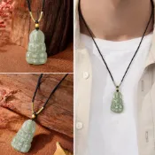 (店+)【LEESA】玉觀音項鍊\和田玉項鍊\編織繩項鍊\觀音吊墜\ 項鍊\保平安\避邪項鍊\送禮\項鍊\氣質項鍊