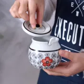 台灣出貨✅鹽罐子單個豬油罐辣椒油罐家用耐高溫陶瓷帶蓋罐糖罐辣子調料罐子🚚免運✅統編