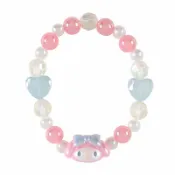 asdfkitty可愛家精品店 asdfkitty*美樂蒂 大臉造型 閃光串珠彈性手環 手鍊 手串-可當髮束-日本正版