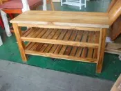 樂居二手家具 全新中古傢賣場 A656*柚木座式穿鞋椅*鞋架 鞋櫃 租屋套房客廳家具買賣沙發 茶几 電視櫃 書桌