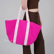 【Sharkhead】現貨 Victoria's Secret 手提包 托特包 粉色 粉紫 水鑽 帆布 拉鍊 白 購物袋