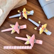 ✨臺灣出貨✨萌趣海星造型髮夾可愛頭飾海綿寶寶派大星髮夾側邊夾碎髮劉海夾女韓系大號鯊魚夾 磨砂抓夾 顯臉小後腦勺盤髮髮夾
