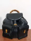 義大利製 Gucci Bamboo 老錢風 真皮 古著 手提 竹節包 後背包