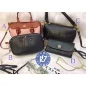 帝安諾 COACH 美國代購  實拍 波士頓包 斜背小包 兩用包 皮夾手拿包 立體壓紋 粉桃 深藍 黑色 附代購證明