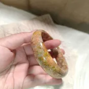 珊瑚玉手鐲/菊花石/港風/復古風/口徑60MM寬16厚9