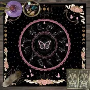 🌸臺灣熱賣🌸新款神秘星月蝴蝶桌布加厚絨布塔牌羅推牌布儀式魔法遊戲專用桌墊 塔羅牌桌墊 撲克牌桌布 塔羅桌布 塔羅布 桌布