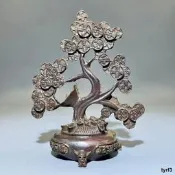 古銅工藝老包漿搖錢樹聚寶盆招財擺件古代鎮宅老銅器金錢樹發財樹