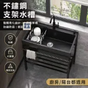 優印良品家居 公司貨 可開發票 免運 【免運可開票】不鏽鋼水槽 黑色支架盆 雙槽帶支架落地式 洗手槽 洗手臺 洗碗池 流理台 廚房洗菜盆大單槽陽臺洗碗池 浴櫃工廠直銷 售後保障 全館折扣 店長新品推薦 6y83