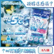 【HOTAI購】【日本Hakugen白元】戶外清爽消暑約-5°C掛脖用一次性涼感濕巾5入/藍袋(大尺寸55X30cm冰涼巾,脖圍冷領巾便攜隨身包)