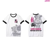 🌟MJ·中國舞獅衣服龍獅定制醒獅T恤表演舞龍端午龍舟團隊服裝圓領短袖 男生短袖休閒短袖上衣男運動短t