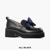 【ALL BLACK】Bow Lady Loafer 絲綢蝴蝶結厚底鞋(2色)25-7111