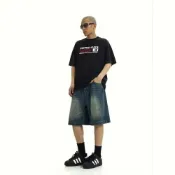 (店+)牛仔短褲男女生涼感透氣低腰跑步彈性速乾薄加大尺碼吸濕排汗防曬闊腿褲登山褲下著運動短褲寬鬆褲休閒褲五分褲工作褲男裝直筒褲牛仔褲