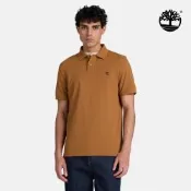 Timberland官方旗艦 男款深小麥色刺繡LOGO短袖Polo衫|A2AC1EH2