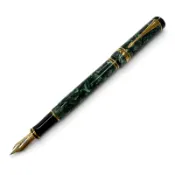 【DOKODEMO】全新 ▼ 派克 Duofold International 男士鋼筆，18K 金筆尖 (F)，大理石綠/金，英國製造