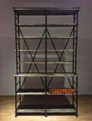 【BIgBoyRoom】工業風家具 鐵製置物架 圖書館LOFT實木美式復古展示架 陳列架商品收納櫃書櫃酒吧民宿餐廳客製化