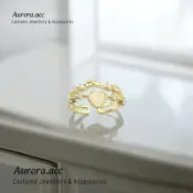 Aurora.acc｜黛雅娜 雙戒 愛心戒指 開口戒指 雙層戒 食指戒｜送耳堵 收納袋擦拭布｜奧蘿菈飾品｜小眾款 小紅書
