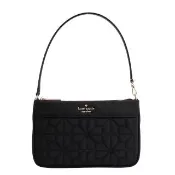 【KATE SPADE】Logo絎縫尼龍肩背/手提麻將包(黑色)