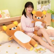 拉拉熊長條抱枕 可愛小熊沙發靠枕 絨毛布娃娃陪睡娃娃 女生禮物