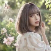 (店+)【薇歌夫人 LADY WIG】女生整頂假髮 薄霧紫灰中短直髮 齊瀏海鮑伯頭 一刀切BOB短髮 自然仿真頭皮 韓系修臉