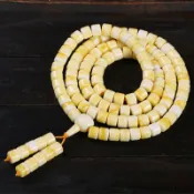 協貿國際日用品生活8館 俄羅斯白蜜蠟桶珠108顆佛珠手鏈項鏈念珠百花蜜老蜜蠟琥珀手串散
