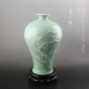 窩克yes99buy樂天分店 青瓷の花瓶 龍泉青瓷 手工拉坯陶瓷梅瓶花瓶擺件十天預購+現貨