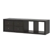 【IKEA 宜家家居】KALLAX 層架組附2收納配件, 黑棕色, 42x147 公分