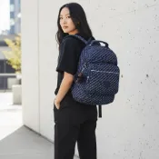 [台灣現貨]Kipling 經典深藍點點側拉鍊大口袋後背包-ICHIWA S