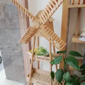 名藝良品 開發票 田園風創意裝飾家居陽臺軟裝木質風車花架櫥窗落地擺設大花架