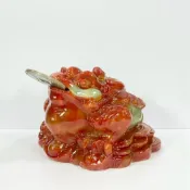 (店+)【御古齋】蚌埠玉 精雕 咬錢三腳 大蟾蜍 霸氣蟾蜍 背蝙蝠 十帝招財 財源廣進 鴻運當頭 風水開運擺件 1224